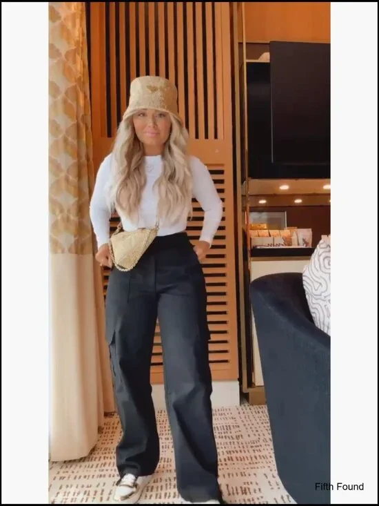 High Waisted Cargo Pants Wide Leg 6 Pocket Combat Military Trousers - Picture 7 of 7